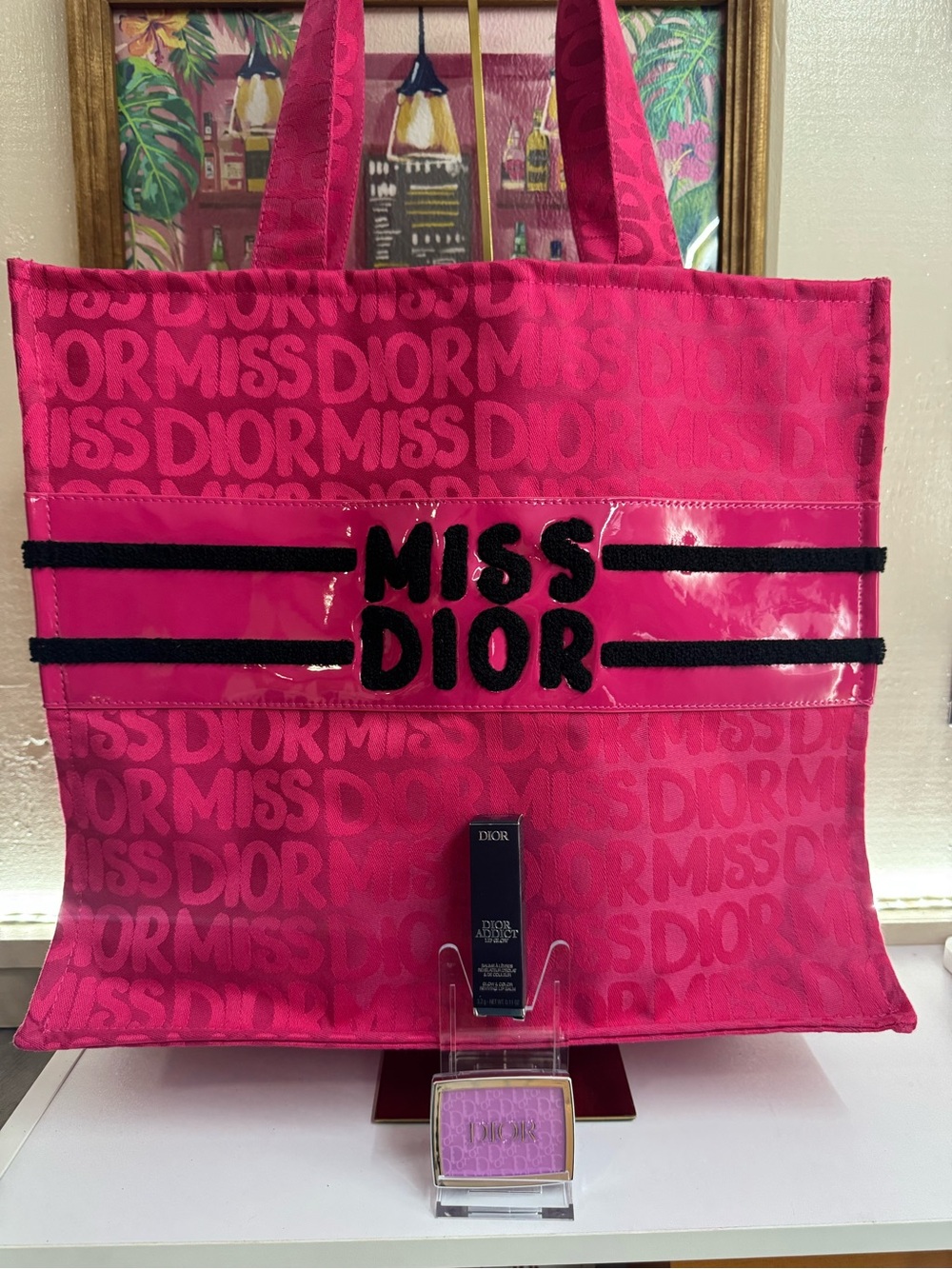 Dior Miss Dior Pink Blush, Lip Gloss & Hot Pink Large Tote Set